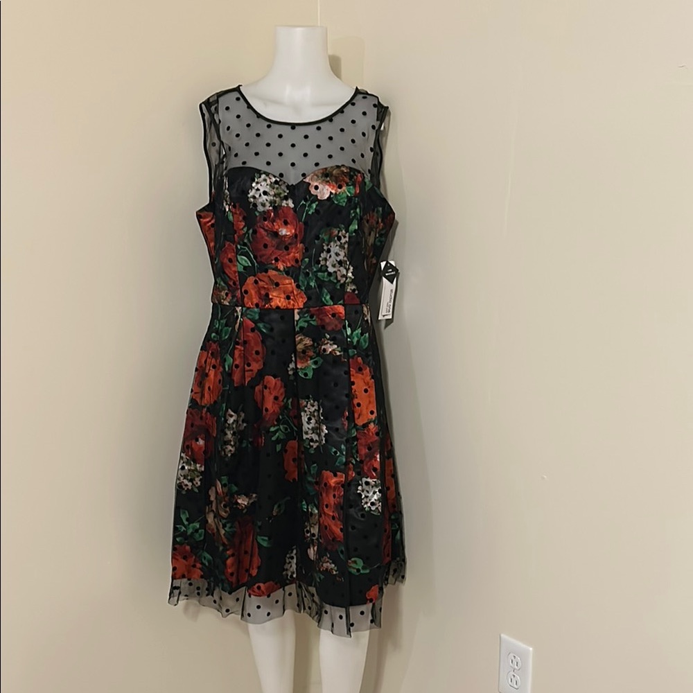 Studio One Red and Green Strapless Sundress